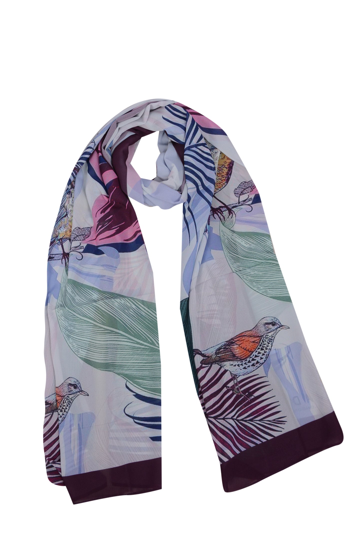 Burgundy Birdy in chiffon