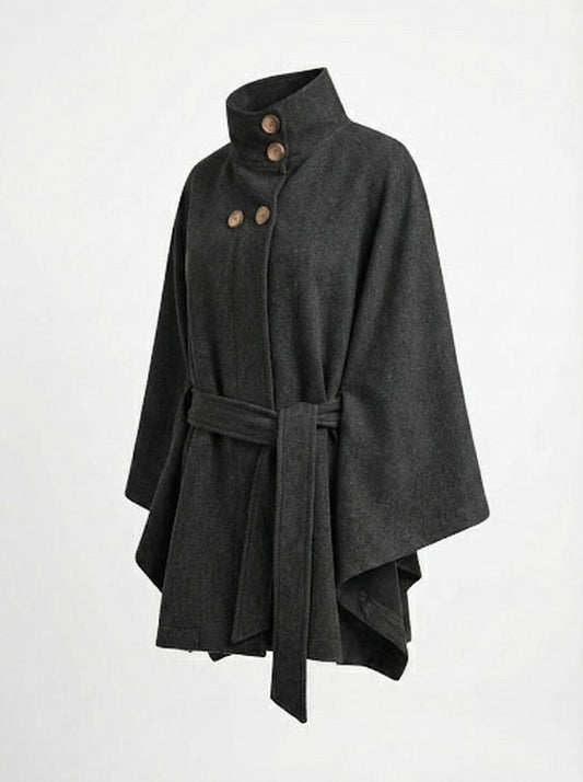 Belted Cape Jacket - 100 % wool