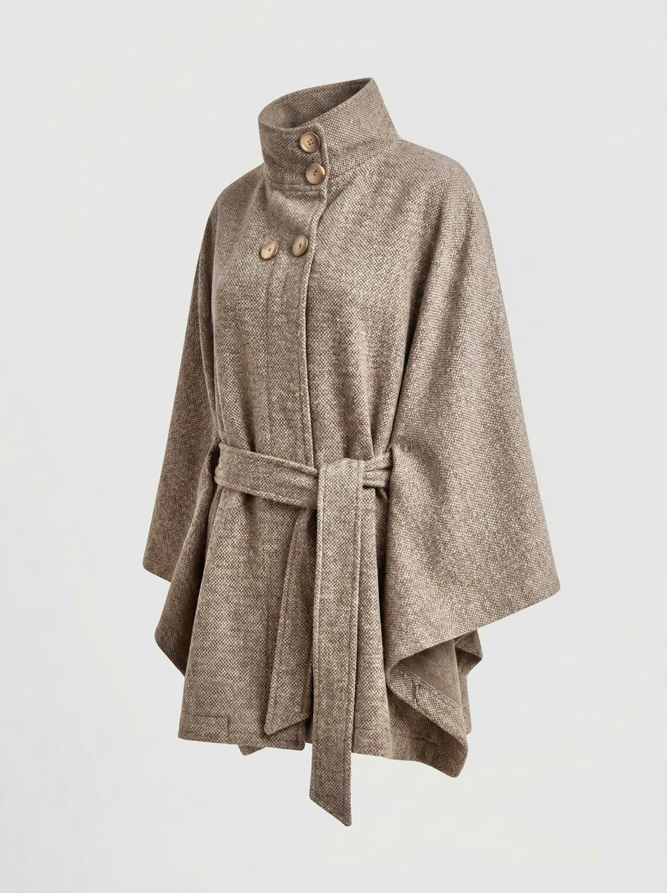 Belted Cape Jacket - 100 % wool