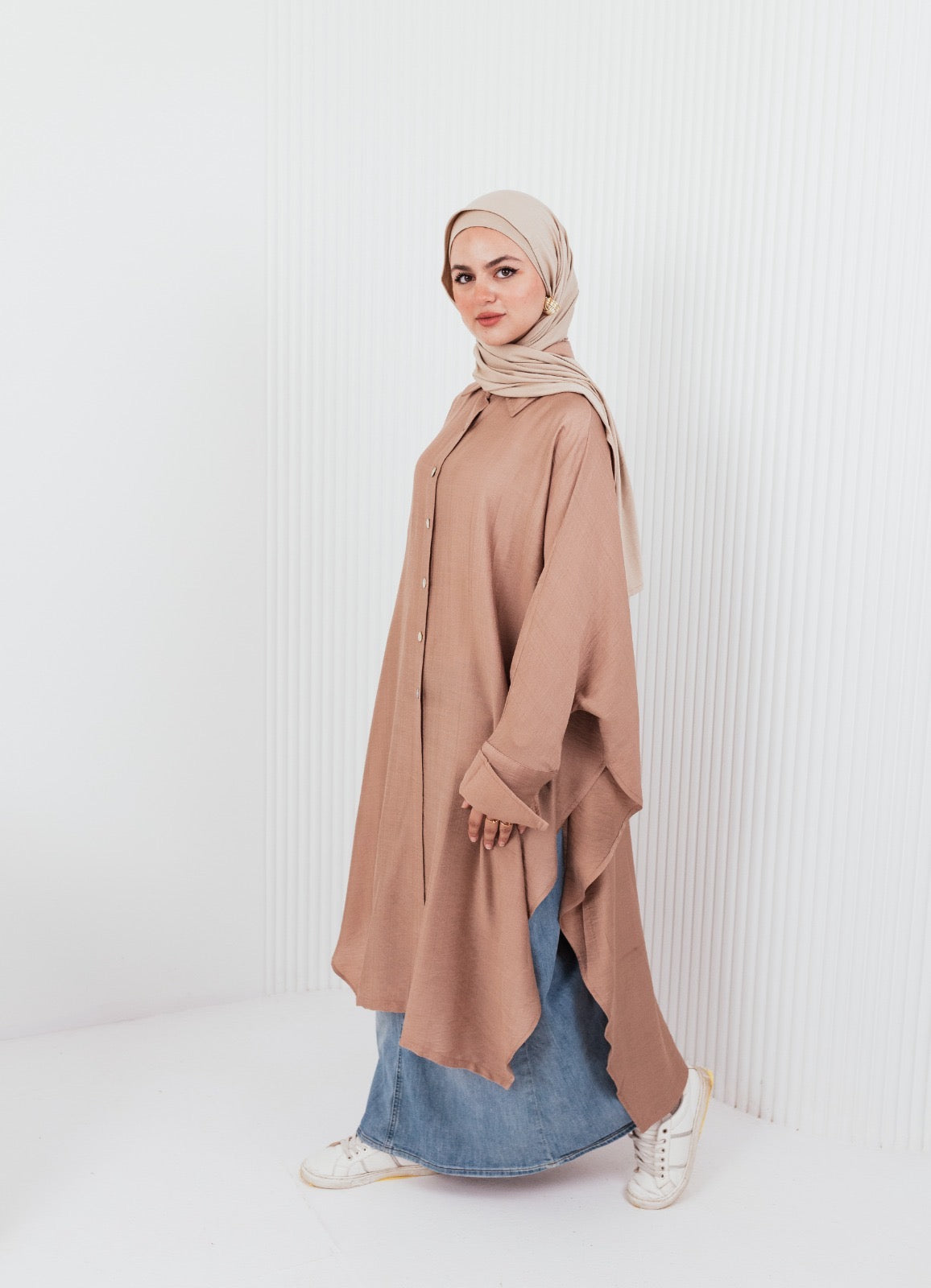 Long Linen Shirt - Nude Color