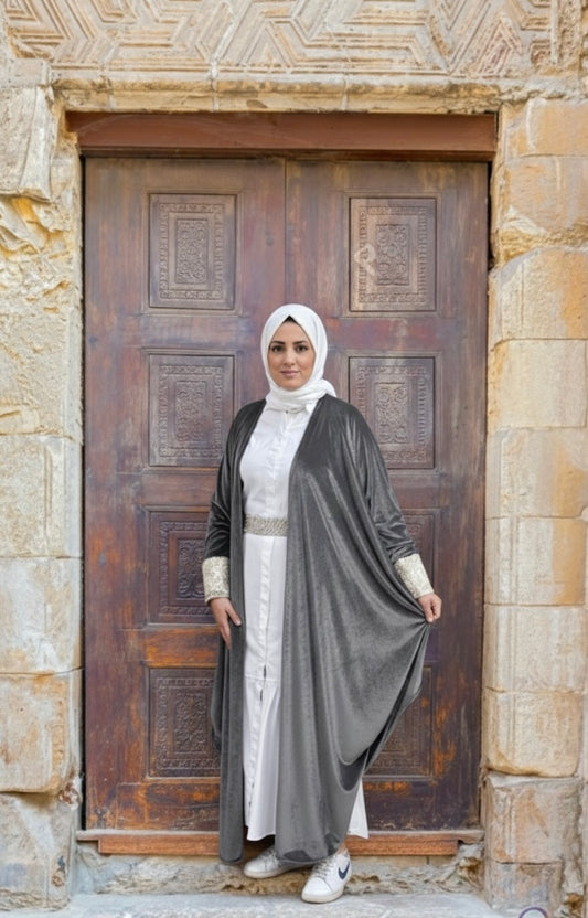 Ramadan Kaftan in Silver grey