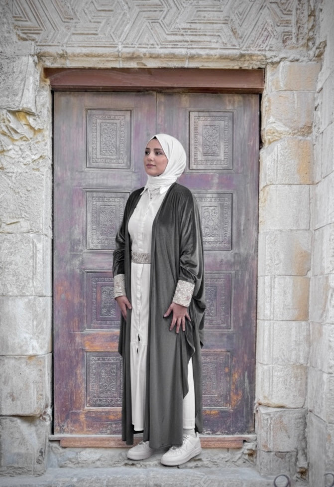 Ramadan Kaftan in Silver grey