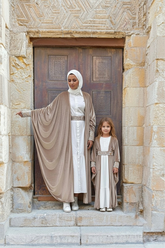 Bundle for mum and daughter Ramadan Kaftan in champagne color