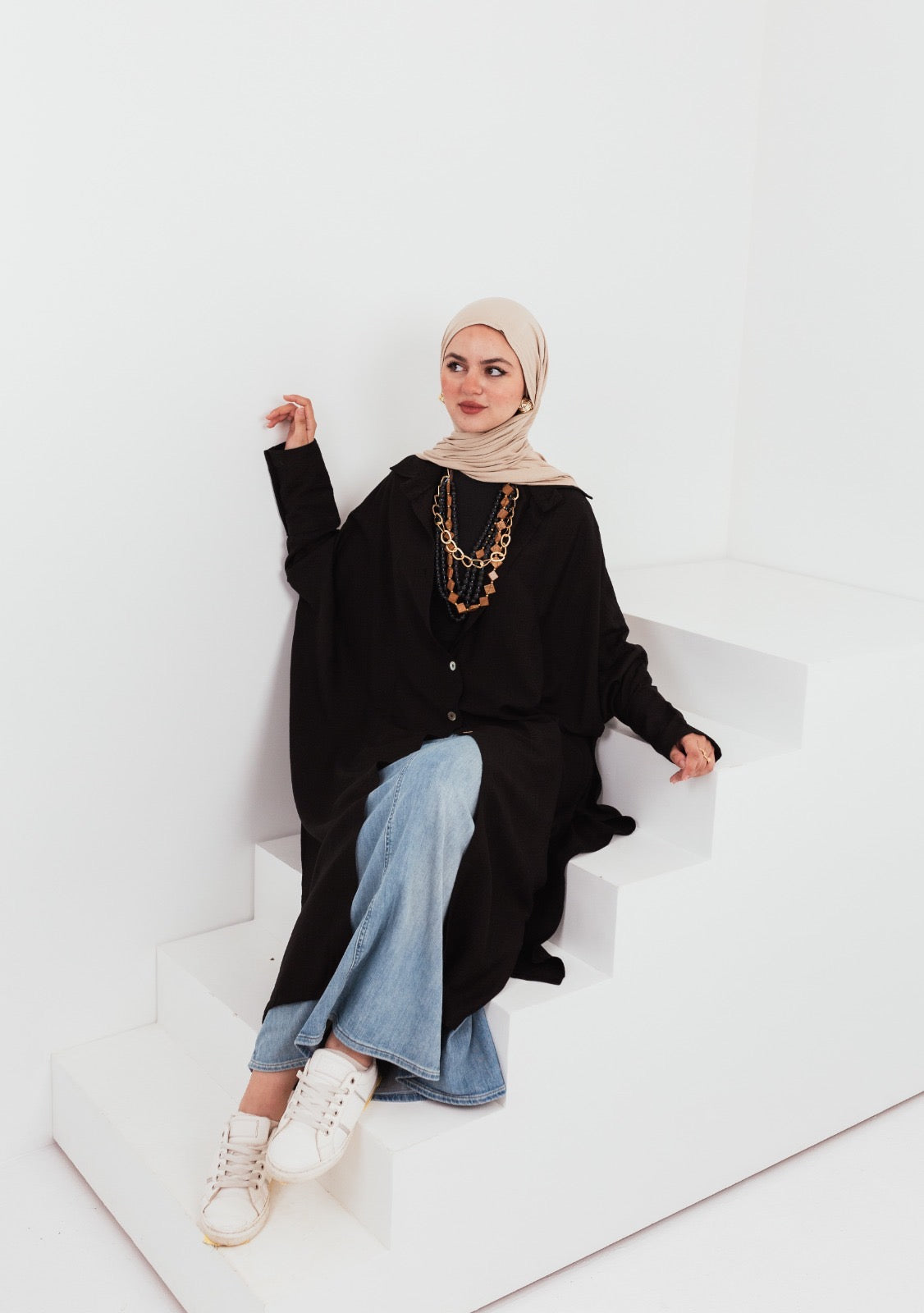 Long Linen Shirt - Black Color