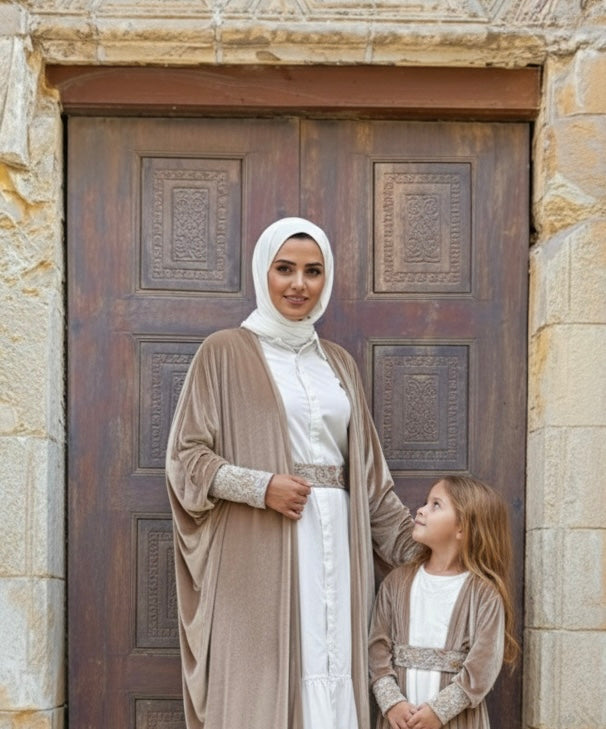 Bundle for mum and daughter Ramadan Kaftan in champagne color