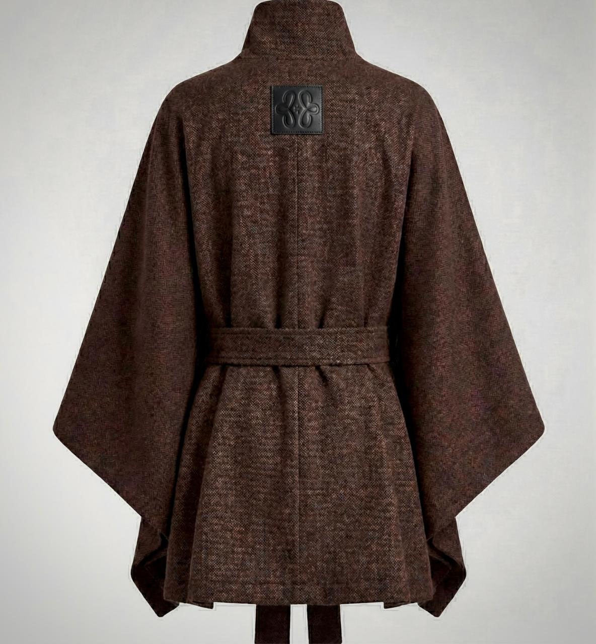 Belted Cape Jacket - 100 % wool