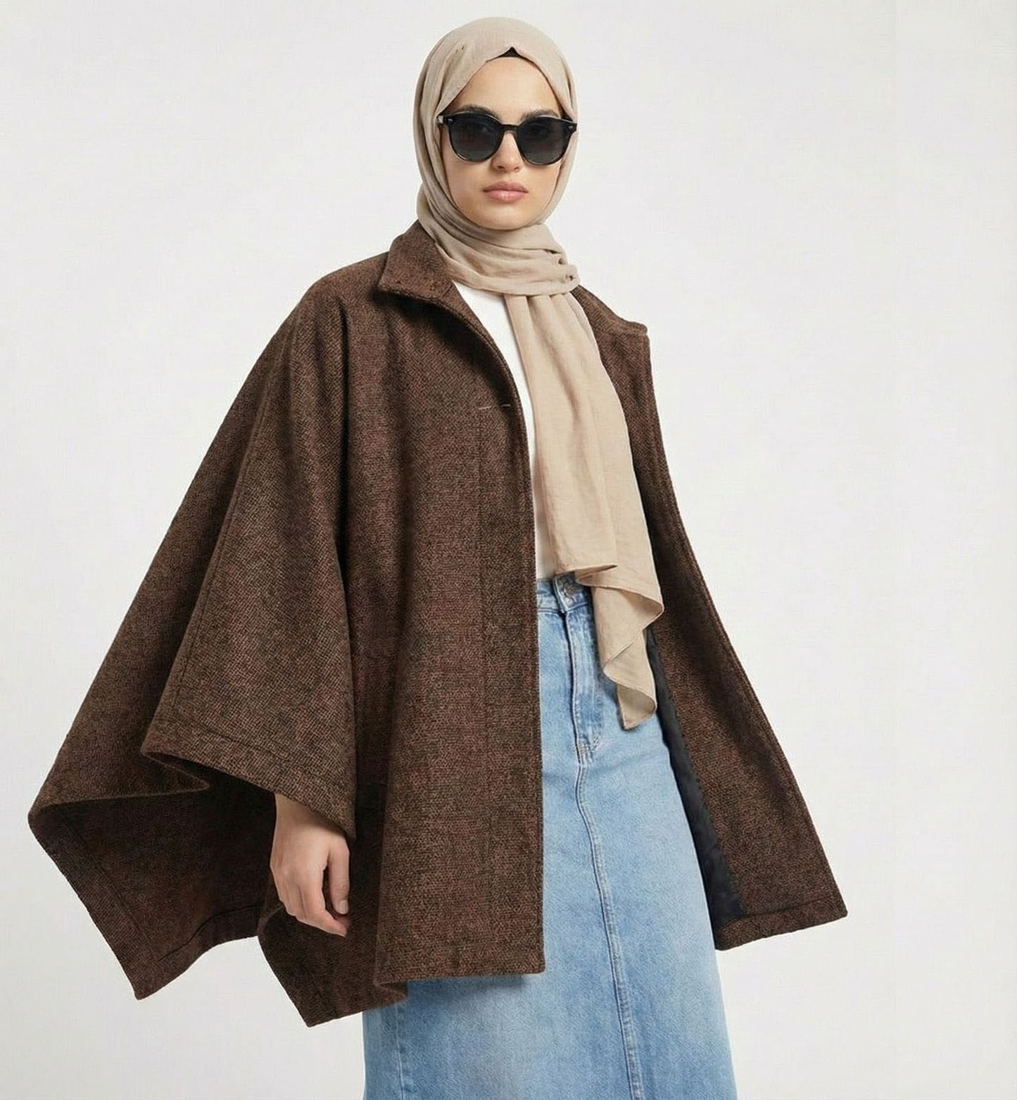 Belted Cape Jacket - 100 % wool