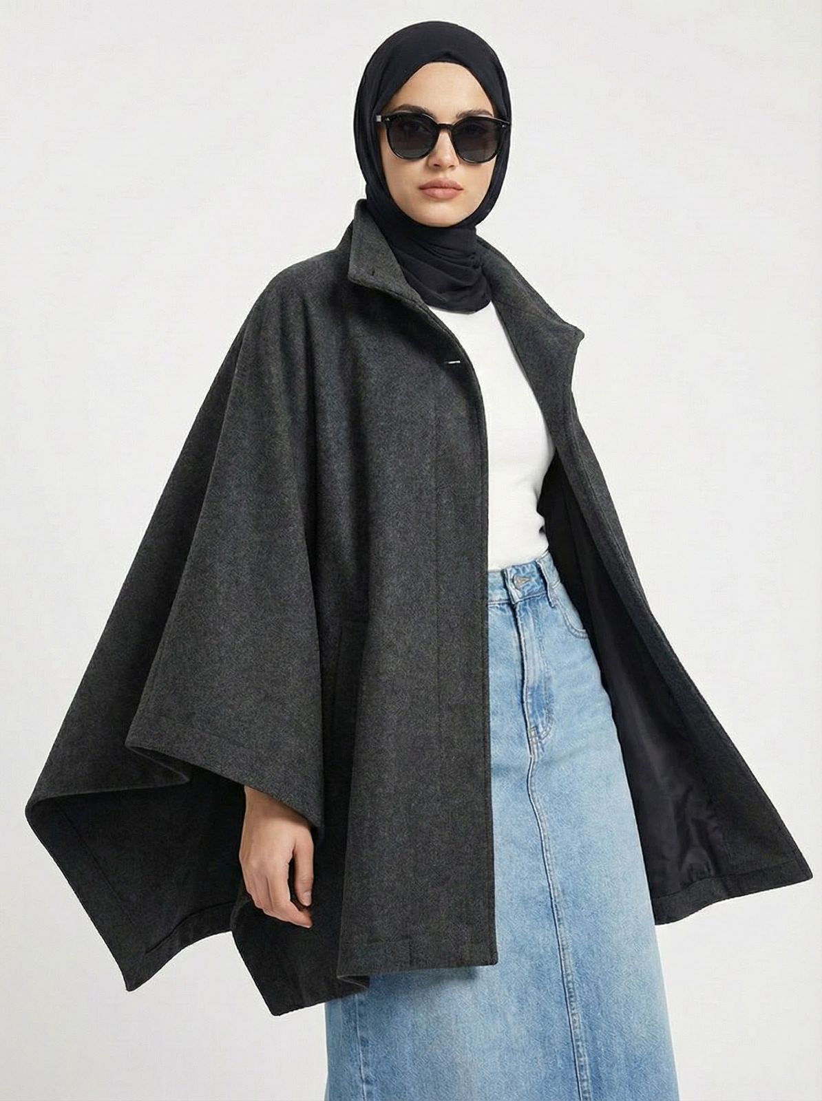Belted Cape Jacket - 100 % wool