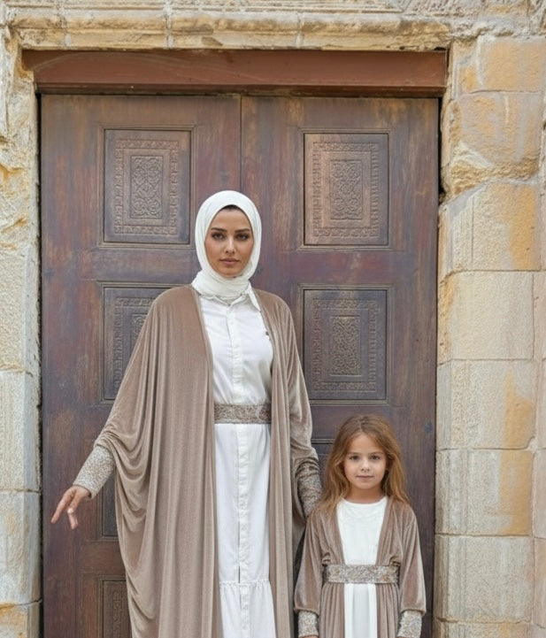 Bundle for mum and daughter Ramadan Kaftan in champagne color