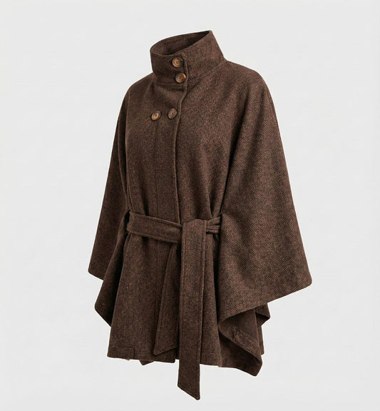 Belted Cape Jacket - 100 % wool